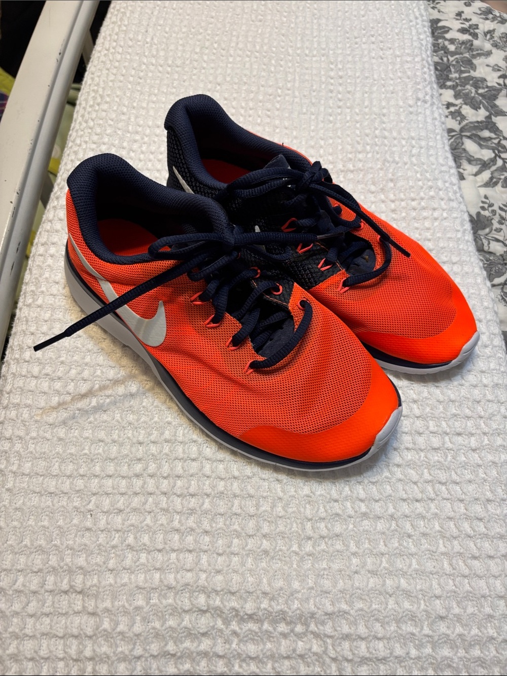 Nike Orange and Navy Training Sneakers with White Swoosh